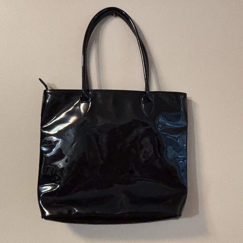 INES DE LA FRESSANGE x Uniqlo Black Patent Faux Leather Tote Bag